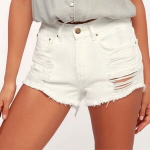 Billabong Drift Away distressed white denim shorts